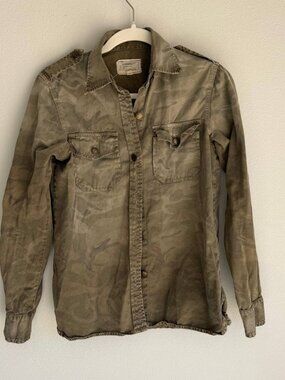 Current/Elliott The Perfect Shirt Jacket XS 0 Army Camo Button Down Utility